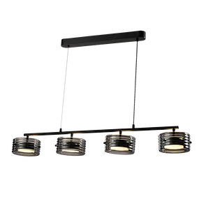 Four Pendant lights with gold rods and patterns